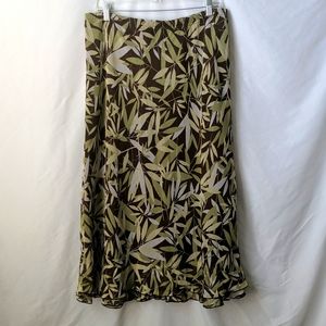 Leaves Print Maxi Skirt